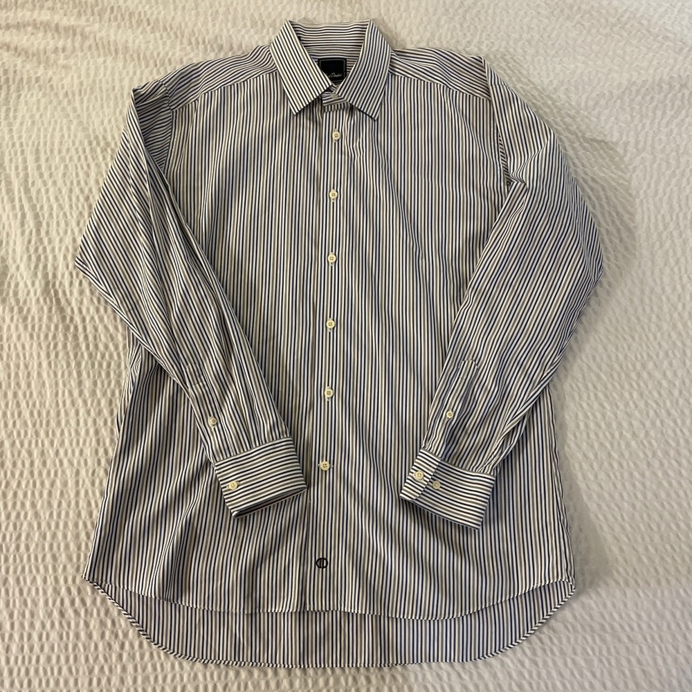 David Donahue Multi-Color Stripe Spread Collar Dr… - image 2